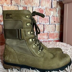 Sorel Khaki Lace-Up Boots